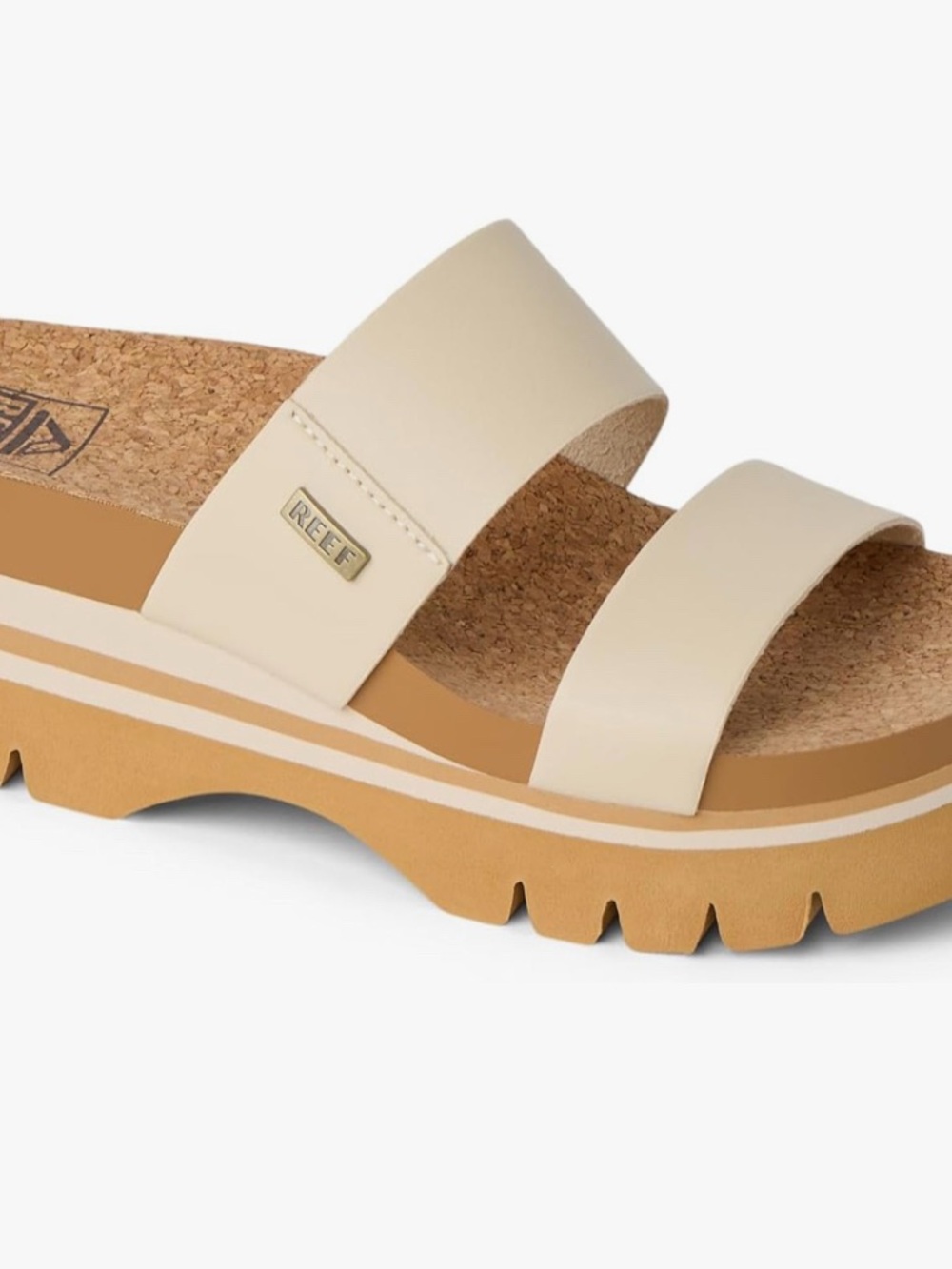 Reef Vintage Tan Cushion Vista Higher Slide Sandal.